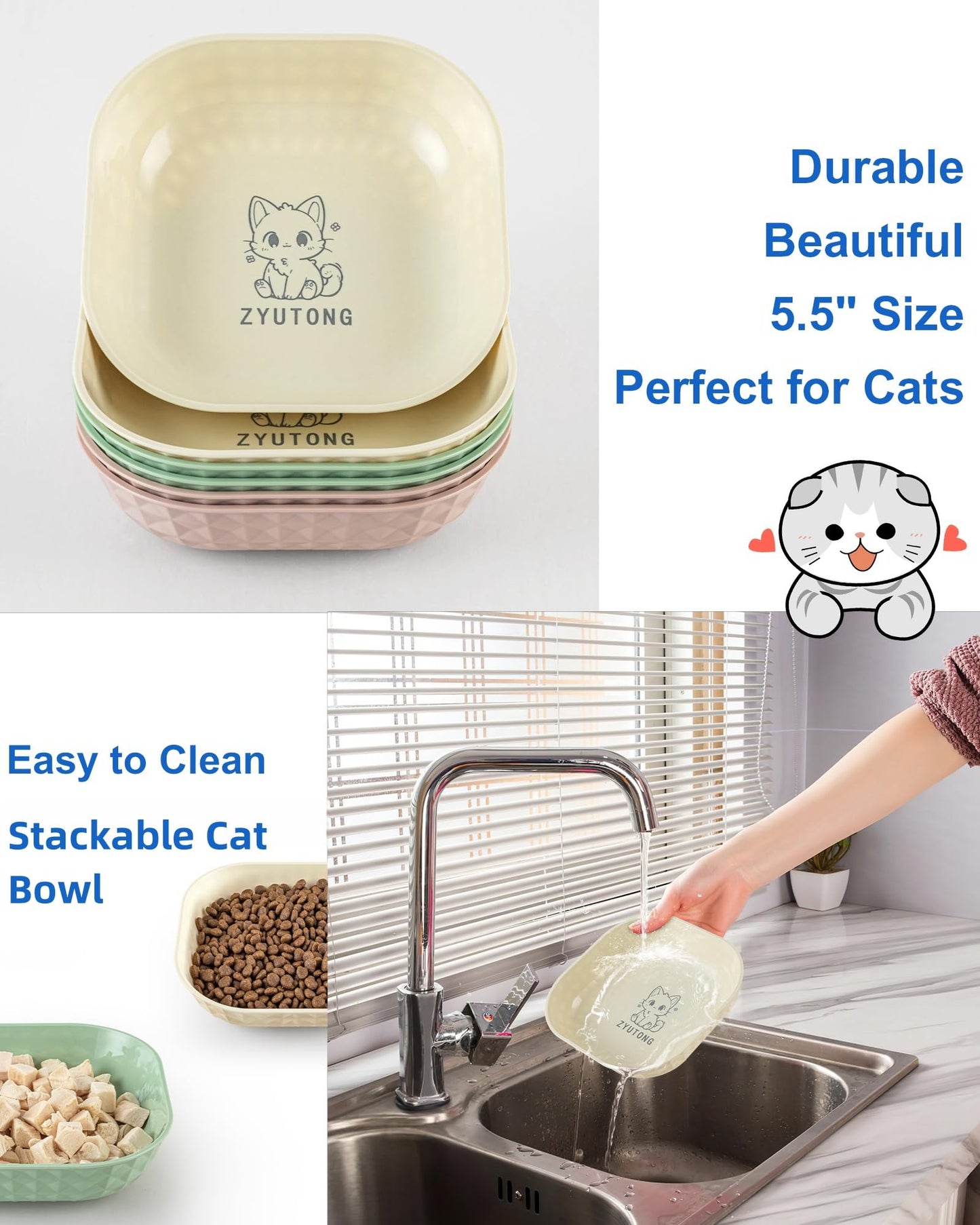 6-Pack Cat Food Bowls, Small Plates for Indoor Cats