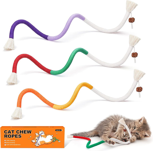 Cat Toys Chew Ropes with Refillable Natural Catnip