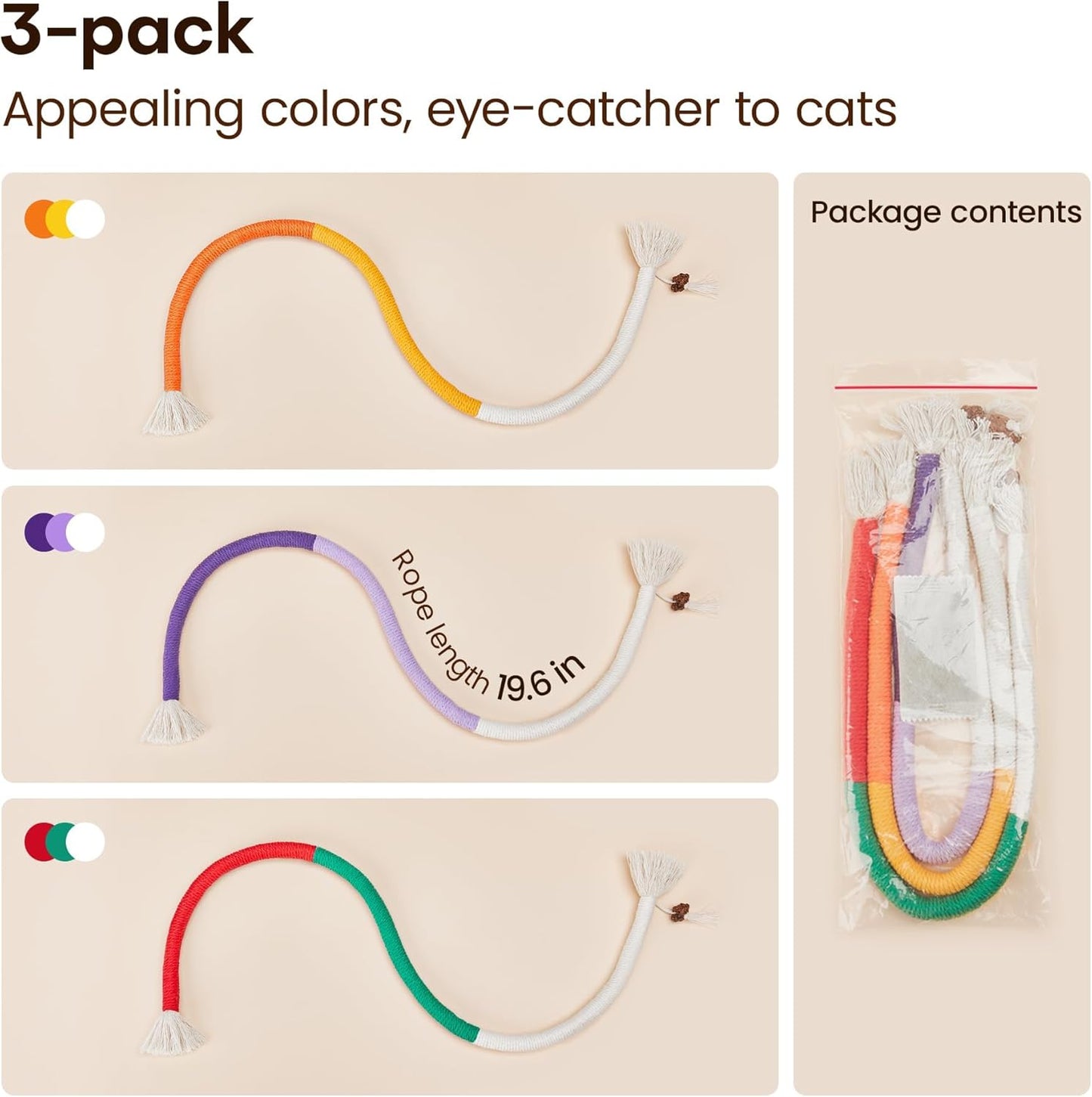 Cat Toys Chew Ropes with Refillable Natural Catnip