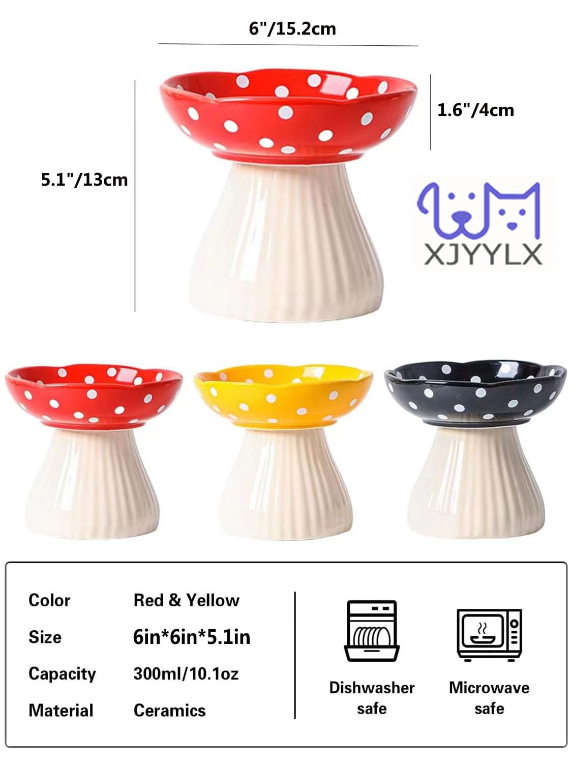 Ceramic Raised Mushroom Cat Bowl Set