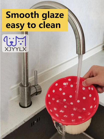 Ceramic Raised Mushroom Cat Bowl Set