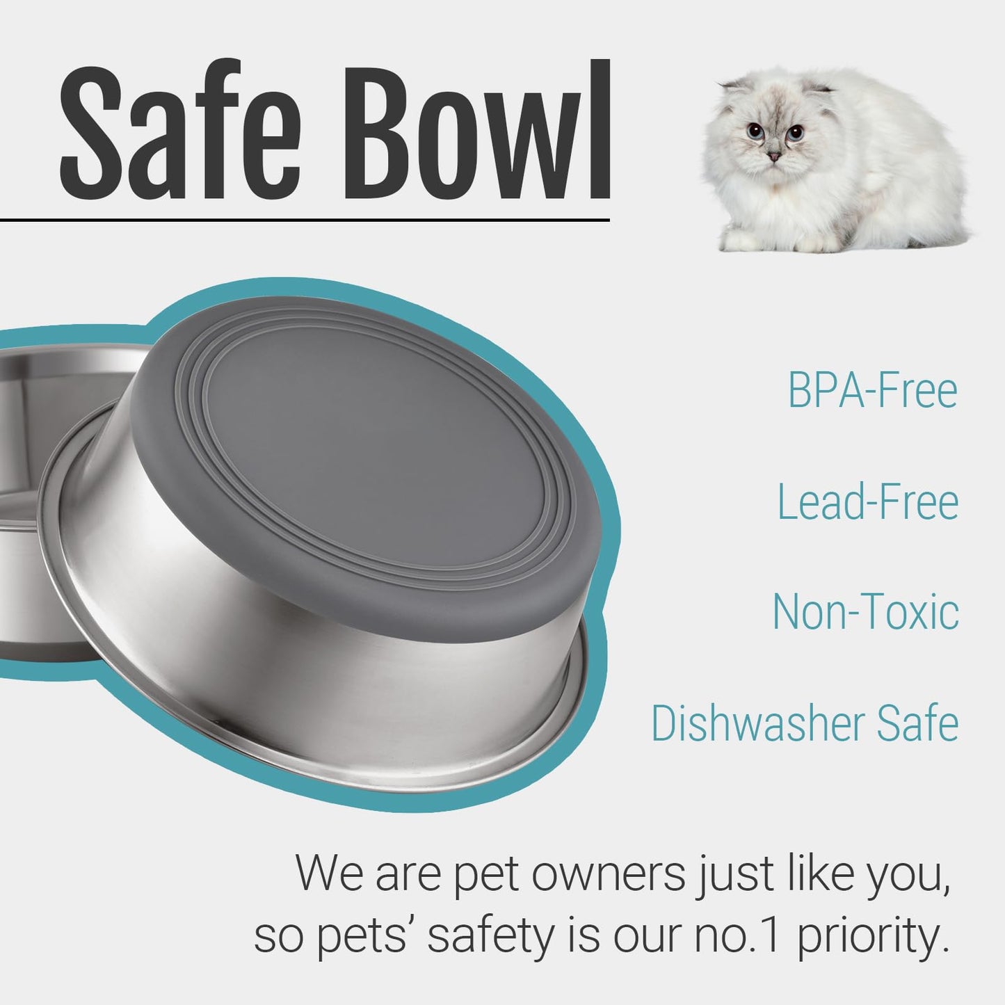 Nonslip Stainless Steel Dog Cat Bowls