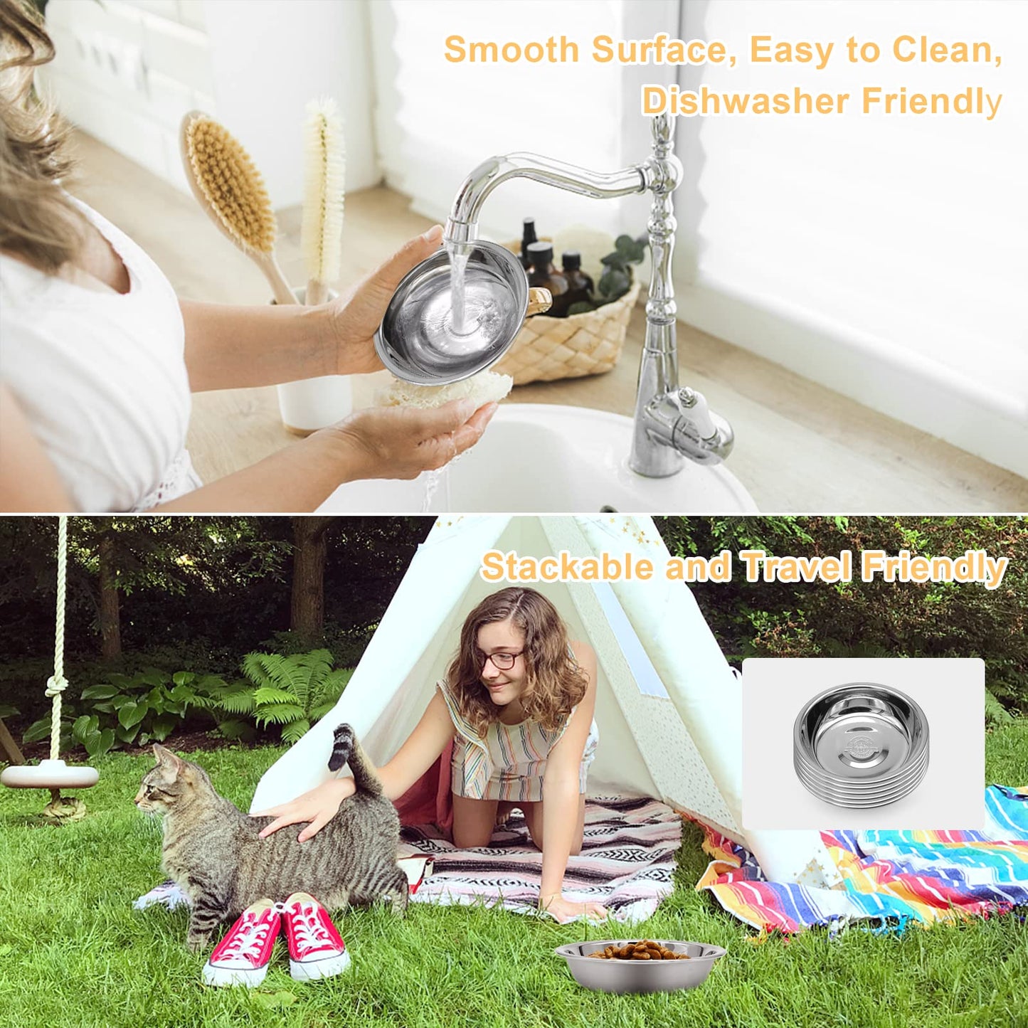 5 PCS Stainless Steel Cat Bowl